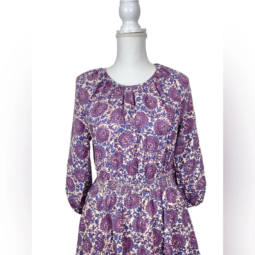 Palermo Smocked Waist Mini Dress in Floral Bouquet Linen Size Small - Picture 7 of 10